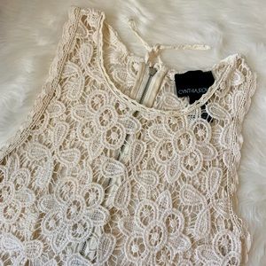 Crocheted Cream Peplum Tank